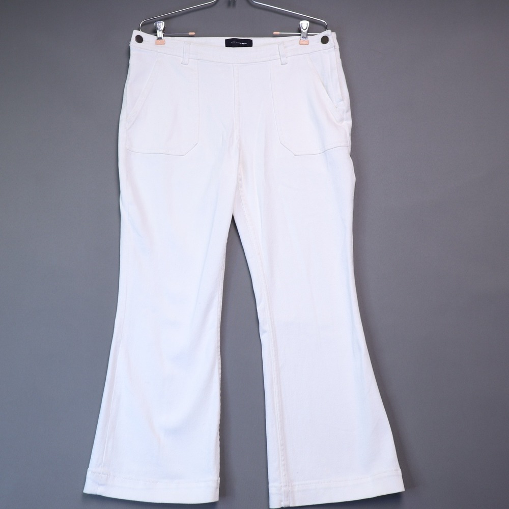 Who What Wear Pants Womens 12 White Good Flared High Rise Patch Pocket Denim